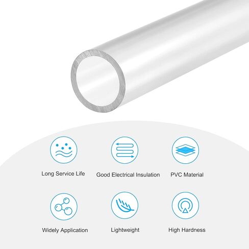MECCANIXITY PVC Rigid Round Pipe 12mm ID 16mm OD 200mm Clear High Transparency for Water Pipe, Aquarium, Fish Tank in Saudi Arabia