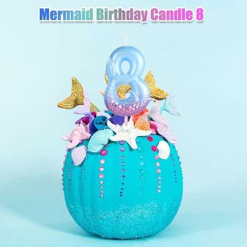 Mermaid Birthday Candles, Blue Number Candles Mermaid Birthday Decorations Happy Birthday Candles Cake Toppers Birthday Party Supplies for Wedding Anniversary (5) in Saudi Arabia