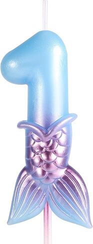 Mermaid Birthday Candles, Blue Number Candles Mermaid Birthday Decorations Happy Birthday Candles Cake Toppers Birthday Party Supplies for Wedding Anniversary (5) in Saudi Arabia