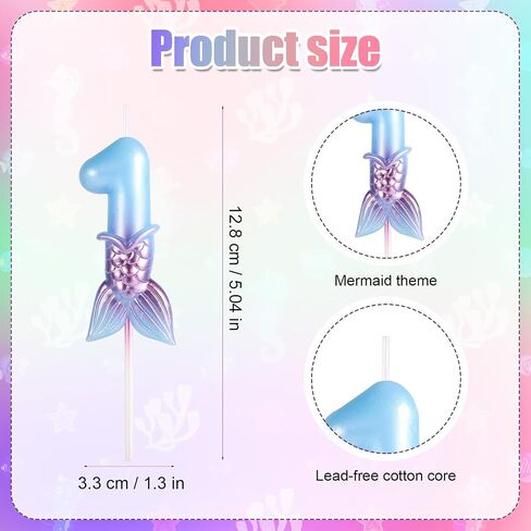 Mermaid Birthday Candles, Blue Number Candles Mermaid Birthday Decorations Happy Birthday Candles Cake Toppers Birthday Party Supplies for Wedding Anniversary (5) in Saudi Arabia