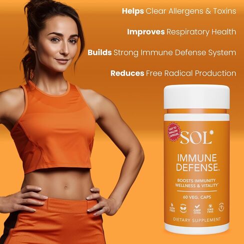 Immune Defense Supplement: Clears Allergens, Builds Strong Immune System, 15X More Powerful, Astragalus, Goto Kola, Andrographis, 60 Easy-to-Swallow Capsules, SOL Nutrition in Saudi Arabia