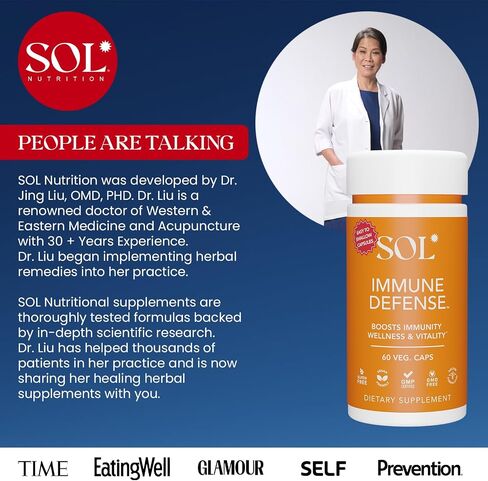Immune Defense Supplement: Clears Allergens, Builds Strong Immune System, 15X More Powerful, Astragalus, Goto Kola, Andrographis, 60 Easy-to-Swallow Capsules, SOL Nutrition in Saudi Arabia
