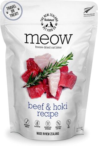 شركة New Zealand Natural Pet Food Co. Meow Lamb & King Salmon تجميد طعام القطط الخام المجفف أو الخلاط أو الطبقة العلوية أو الحلوى - وصفة عالية البروتين وطبيعية ومحدودة المكونات 1.76 أونصة in Kuwait