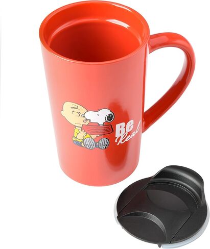 كوب للسفر Peanuts Snoopy Gentle Reminders سعة 18 أونصة مع غطاء، خزف حجري، 4 عبوات، ألوان متنوعة in Saudi Arabia