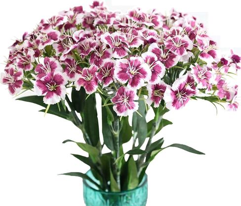 5PCS Artificial Dianthus Blooms with Stem Silk Flowers for Arrangement Wedding Centerpiece Party Home Kitchen Decor (White) in Kuwait