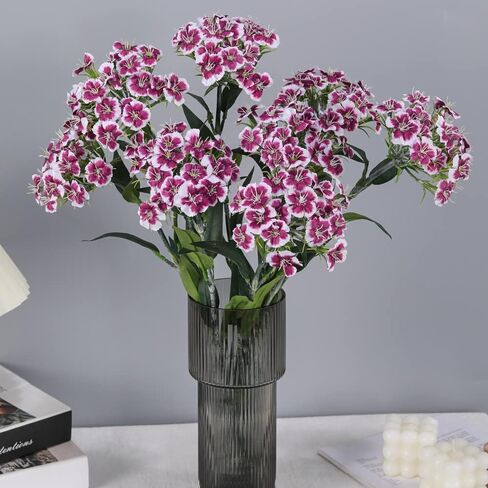 5PCS Artificial Dianthus Blooms with Stem Silk Flowers for Arrangement Wedding Centerpiece Party Home Kitchen Decor (White) in Kuwait