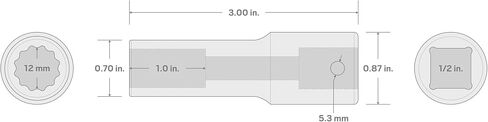 TEKTON 1/2 Inch Drive x 12 mm Deep 12-Point Impact Socket | SID23312 in Saudi Arabia