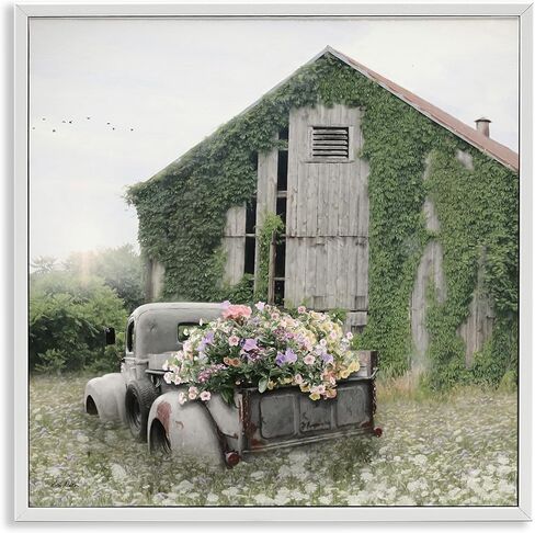 Stupell Industries Magical Farmhouse Barn Green Vine Botanicals Flower Field، تصميم لوري ديتر in Saudi Arabia