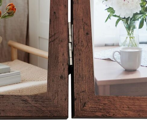 3 Picture Frame 5x7 Three Wooden Photo Collage Frame Farmhouse Hinged Triple Foldable Frame for Grandma Grandchildren Gift Tabletop Desk Double Side Display (Wooden) in Saudi Arabia