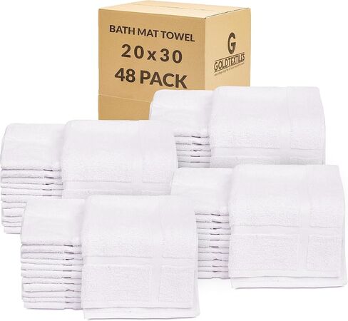 GOLD TEXTILES 12 Pack White Bath Mat Towels 20x30 Inches (Not a Bathroom Rug)- Cotton Blend Washable Economy Hotel Bath Mats in Saudi Arabia