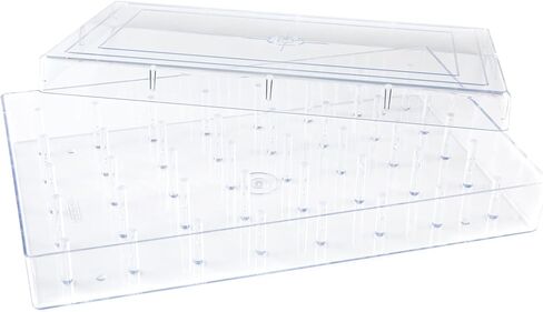 صندوق خيط الدب المبطن ذو 50 بكرة - صندوق خياطة بلاستيكي أكريليك شفاف قوي قابل للتكديس، حامل خيط متعدد الأحجام رائع لتخزين خيوط الخياطة، منظم الحرف اليدوية أو صندوق منظم الخياطة in Kuwait