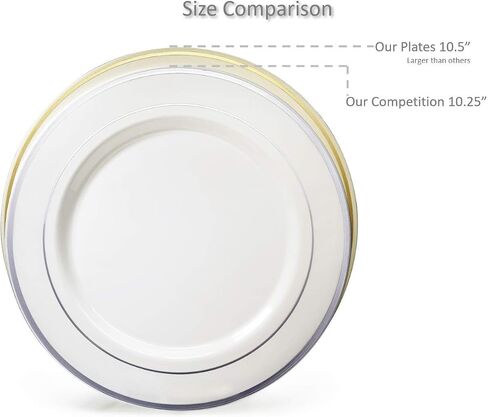 " OCCASIONS " 50 Plates Pack (25 Guests)-Heavyweight Wedding Party Disposable Plastic Plate Set -25 x 10.5'' Dinner + 25 x 7.5'' Salad/Dessert plates (Plain Ivory) in Saudi Arabia