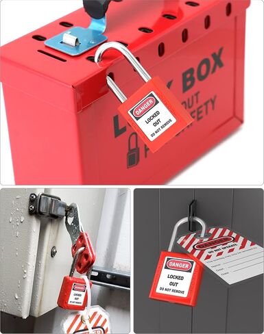 QWORK Red Lockout Tagout Safety Padlock, 5 Padlocks with 5 Keys, Keyed Alike, Red in Saudi Arabia