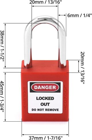 QWORK Red Lockout Tagout Safety Padlock, 5 Padlocks with 5 Keys, Keyed Alike, Red in Saudi Arabia