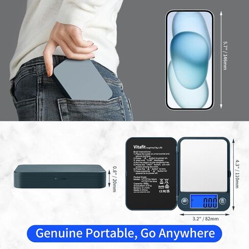 Vitafit 500g Digital Pocket Gram Scale 0.01g Accuracy, Weighing Professional Since 2001, High Precision Scale Grams for: Lab, Food, Kitchen, Coffee, Jewelry; Black in Saudi Arabia