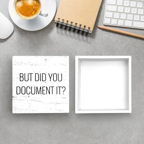 AOCEAN 1 قطعة مكتب البلد صندوق خشبي علامة ديكور مكتب علامة للمنزل مكتب ساحر جدار الجرف الديكور روح الدعابة "لكن هل قمت بتوثيق ذلك" علامة كتلة خشبية in Kuwait