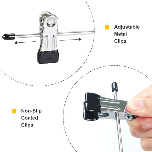 TOPIA HANGER شماعات تنورة معدنية من 4 طبقات للنساء، شماعات السراويل موفرة للمساحة مع مشابك قابلة للتعديل، احصل على مساحة أكبر بنسبة 70%، قبضة غير قابلة للانزلاق للسراويل والسراويل القصيرة والسراويل القصيرة والجينز والمناشف، أسود، عبوتان، CT20B in Kuwait