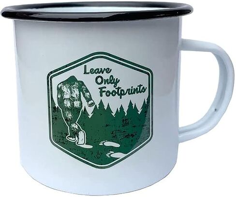 كوب BigFOOT SASQUATCH Camo Vintage Campfire، مطلي بالمينا الكلاسيكية فوق الفولاذ، كوب قهوة للتخييم في الهواء الطلق، كوب هدية رائع لمحبي الجبال والمشي لمسافات طويلة والتخييم (16oz) in Kuwait
