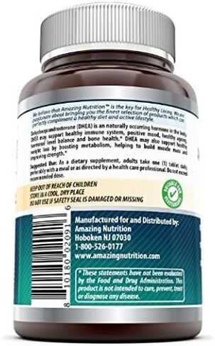 Amazing Formulas DHEA Supplement | 50 Mg Per Serving | 120 Tablets | Non-GMO | Gluten-Free | Made in USA in Kuwait
