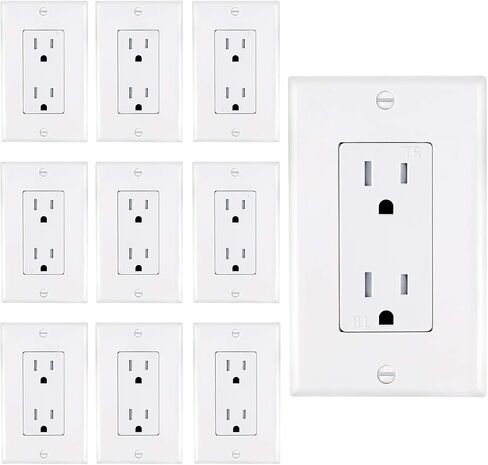 15A Tamper Resistant Duplex Receptacle Standard Wall Outlet Decorative Electrical Outlet, Child Proof Safety,Wall Plates Included, White, UL Listed. in Saudi Arabia
