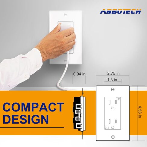 15A Tamper Resistant Duplex Receptacle Standard Wall Outlet Decorative Electrical Outlet, Child Proof Safety,Wall Plates Included, White, UL Listed. in Saudi Arabia