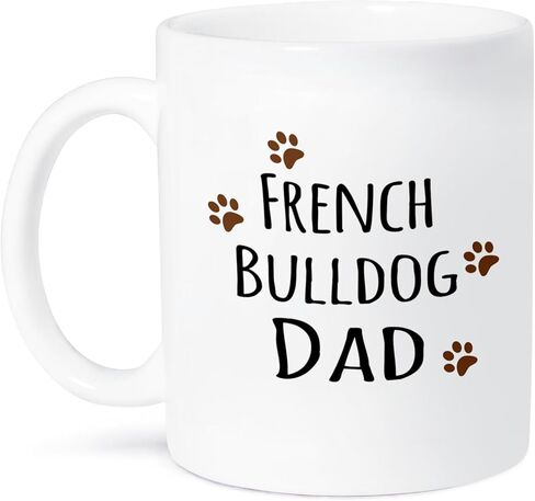 3dRose French Bulldog Dog Dad-Doggie by Breed-Brown Muddy paw Prints Mug, 11 oz, Black in Saudi Arabia