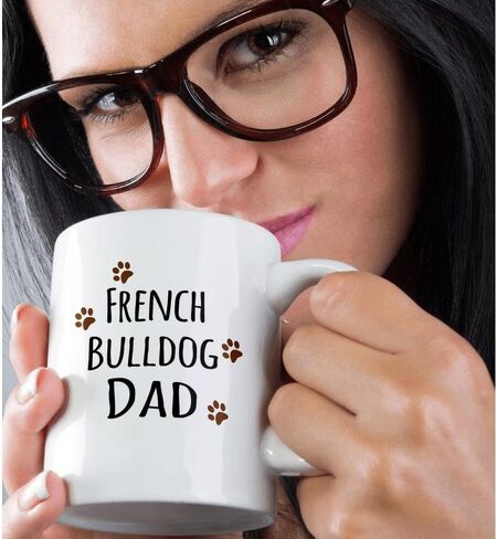 3dRose French Bulldog Dog Dad-Doggie by Breed-Brown Muddy paw Prints Mug, 11 oz, Black in Saudi Arabia