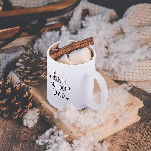 3dRose French Bulldog Dog Dad-Doggie by Breed-Brown Muddy paw Prints Mug, 11 oz, Black in Saudi Arabia
