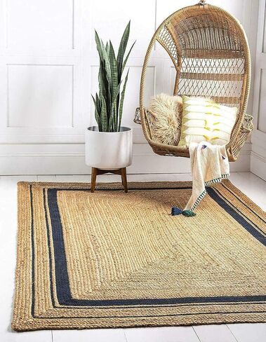 Natural Jute Rug in Square Design Handmade Area Rug for Home Decor, Kitchen, Hallway, Living Room (24 x 24 Inch (2 Feet Square), Beige) in Saudi Arabia