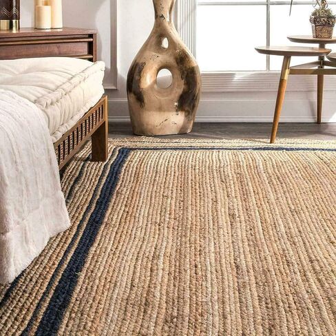 Natural Jute Rug in Square Design Handmade Area Rug for Home Decor, Kitchen, Hallway, Living Room (24 x 24 Inch (2 Feet Square), Beige) in Saudi Arabia