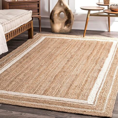Natural Jute Rug in Square Design Handmade Area Rug for Home Decor, Kitchen, Hallway, Living Room (24 x 24 Inch (2 Feet Square), Beige) in Saudi Arabia