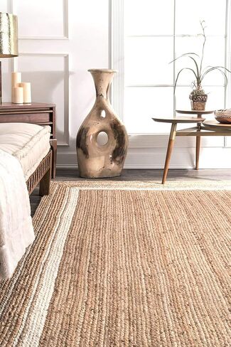Natural Jute Rug in Square Design Handmade Area Rug for Home Decor, Kitchen, Hallway, Living Room (24 x 24 Inch (2 Feet Square), Beige) in Saudi Arabia
