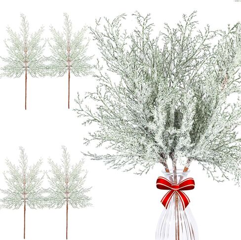 SMARTSWORD 20 قطعة من إبر الصنوبر الاصطناعي فروع 10 بوصة ثلجي عيد الميلاد فروع الصنوبر فو الصنوبر يختار الأغصان متجمد الصنوبر يختار DIY بها بنفسك عيد الميلاد الديكور الشتاء عطلة الزهور يختار الطرف in Kuwait