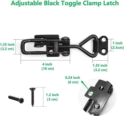 2 Pack Adjustable Black Toggle Clamp Latch(4002) Heavy Duty 550 lbs Capacity Toggle Latch & Quick Release Metal Pull Latches, Easy to Install for Lid Box Case Door Smoker(come with 10pcs 0.78" Screws) in Kuwait