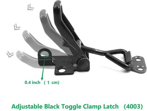 2 Pack Adjustable Black Toggle Clamp Latch(4002) Heavy Duty 550 lbs Capacity Toggle Latch & Quick Release Metal Pull Latches, Easy to Install for Lid Box Case Door Smoker(come with 10pcs 0.78" Screws) in Kuwait