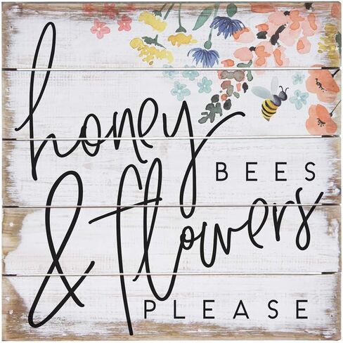 Simply Said, INC Small Talk Bee Sign - Home is Where Your Honey is - 5.25 x 5.25 inch Wood Sign - Honey Bee Decor - Gift for Bee Lovers - Made in USA - STS1295 in Saudi Arabia