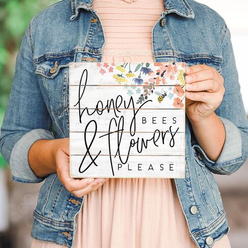 Simply Said, INC Small Talk Bee Sign - Home is Where Your Honey is - 5.25 x 5.25 inch Wood Sign - Honey Bee Decor - Gift for Bee Lovers - Made in USA - STS1295 in Saudi Arabia