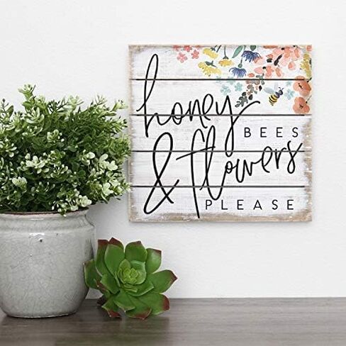 Simply Said, INC Small Talk Bee Sign - Home is Where Your Honey is - 5.25 x 5.25 inch Wood Sign - Honey Bee Decor - Gift for Bee Lovers - Made in USA - STS1295 in Saudi Arabia