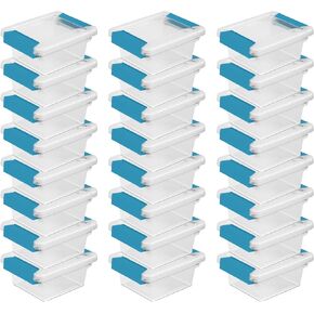 Sterilite Large Clip Box, Stackable Small Storage Bin with Latching Lid, Plastic Container to Organize Paper, Office, Clear Base and Lid, 1-Pack in Kuwait