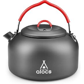 Alocs 1.3L Camping Kettle with Heat Exchanger Aluminum Portable Camping Tea Kettle Compact Outdoor Hiking Picnic Camping Water Kettle Lightweight Teapot Coffee Pot