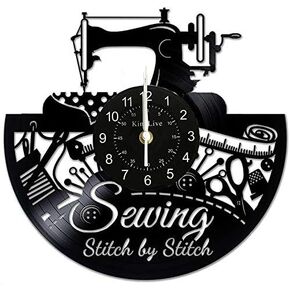 Sewing Machine Vinyl Record Wall Clock Great Idea for Tailor Outfitte Dressmaker