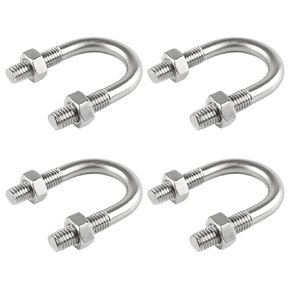 4 Pcs Round U-Bolts 1.06 inch (27 mm) Inside Width 54 mm Long M8 304 Stainless Steel U-Bolts with Nuts