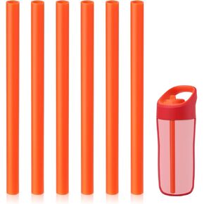 6pcs Replacement Straws for Gatorade Kids Rookie Metal Water Bottle 12oz, Reusable Plastic Straws for Gatorade 12oz Kids Rookie Metal Water Bottle Accessories Sports Bottle Accessories Straws (Orange)