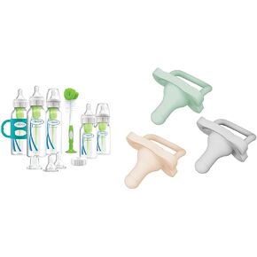 Dr. Brown’s Natural Flow® Anti-Colic Options+™ Narrow Bottle to Sippy Gift Set with Soft Silicone Sippy Spout, Removable Silicone Handles, Travel Cap and Bottle Brush