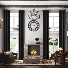 MAIHER Black Blackout 2 Story Curtain 17ft Length, Thermal Insulated Extra Long Curtain 204 Inch for Living Room, High Ceiling Curtain (50" W x 204" L, 1 Panel)