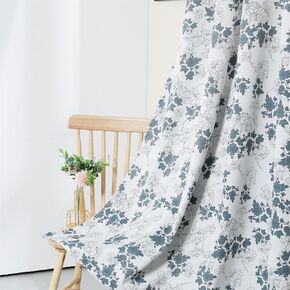 84" Long Rose Blackout Curtains Farmhouse Graceful Floral Curtains 1 Pair Livingroom Window Treatments, Grayish Blue