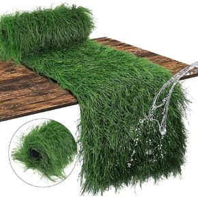 VIJIV Faux Grass Thatch Straw Table Runner Outdoor, 13" x 36" Fake Grass Hay Stacks Table Centerpieces Party Decorations for Modern Farmhouse, Western Themed Cowboy Decor, Home Rustic Decor