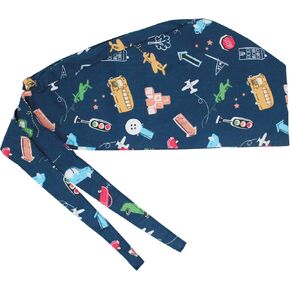 Cute Adjustable Working Caps with Buttons Scrub Caps for Men and Women