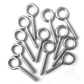 316 Stainless Steel Screw Eye Hooks,2-5/8" Heavy Duty Screw Eye Bolt,Swing Hooks for Hammock Stand,Swings Chair,Yoga,Indoor & Outdoor,Self Tapping Screws (12 Pieces)