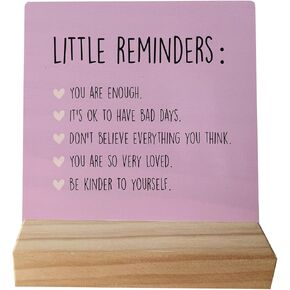 Little Reminders You are Enough Desk Wood Plaque Sign with Wooden Stand,Dorm Signs for College Girls, Cute Inspirational Signs Decor for Office Dorm Desk,Back to School Gifts for College Students in Kuwait